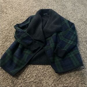 Abercrombie and Fitch plaid open front cardigan with Sherpa lining size small